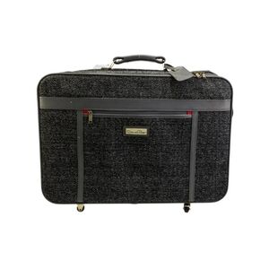 OSCAR DE LA RENTA Vintage Leather-Trim Tweed Suitcase